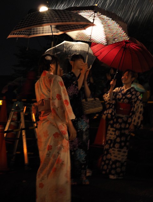 Girls wearing traditional kimonos in Kanazawa, Japan.
