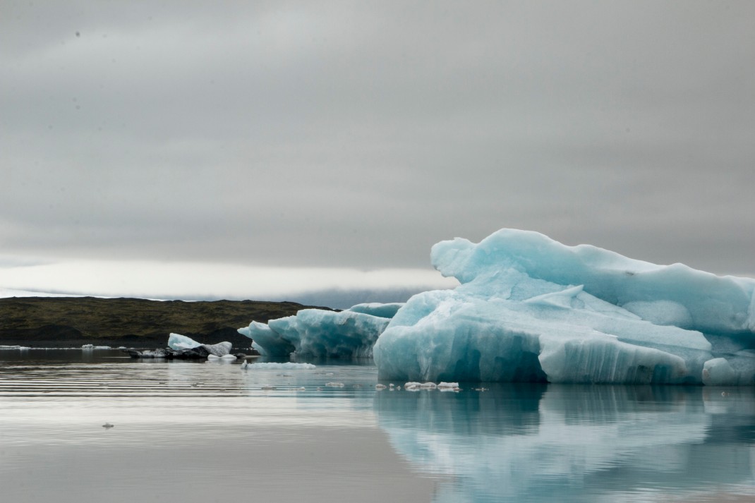 Floating ice on a lake in Iceland | Crank & Cog cycle tour of Iceland.