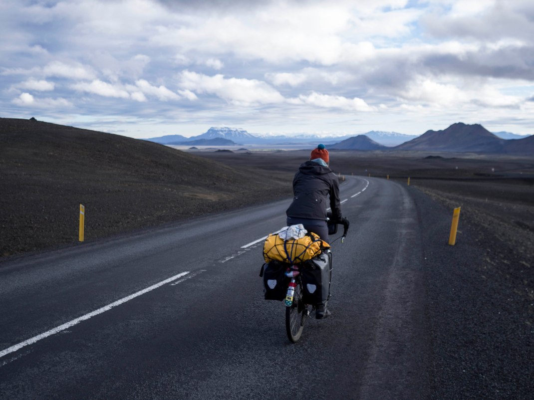 Laura on Route one | Crank & Cog cycle tour of Iceland.